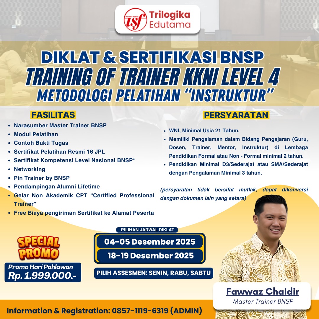 SPECIAL PROMO DIKLAT DAN SERTIFIKASI TOT LEVEL 4 ONLINE!!!